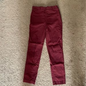 Burgundy Fitted Dress Pants